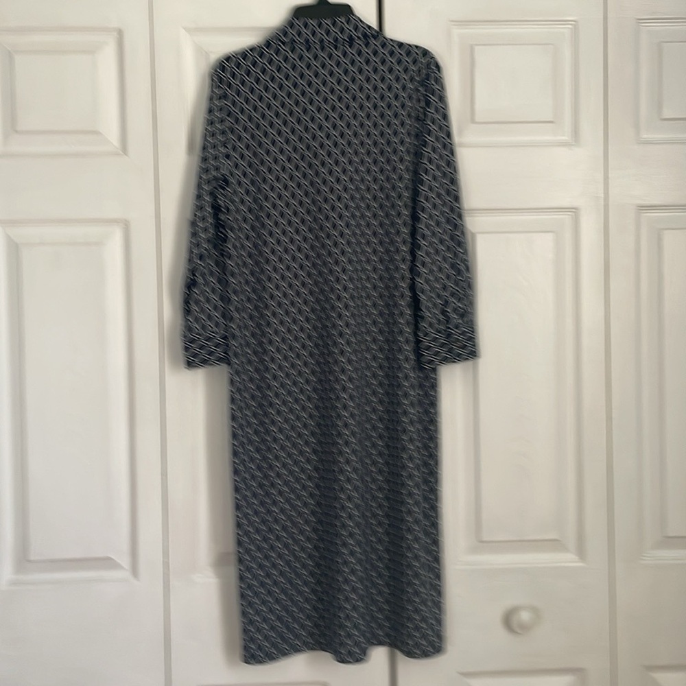 Talbots Navy and white medium petite dress with tied waist - Picture 5 of 9